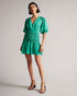 TALUNA-Dresses-It's All In The Details: Mini dress Shirred waist Short puff sleeves Wrap front 100% cupro- Ted Baker Romania